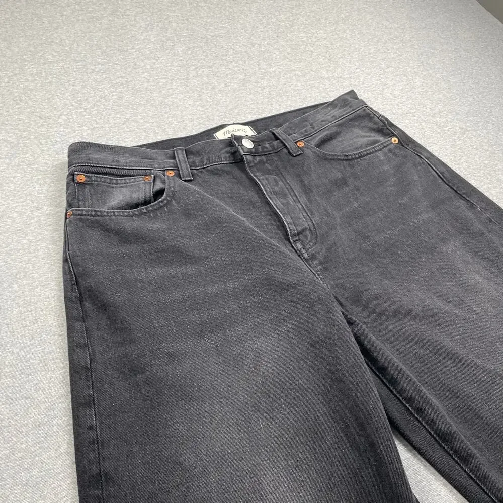 Madewell Jeans Womens 29 Black Low-Slung Straight Slouchy Denim Kent Wash Drapey